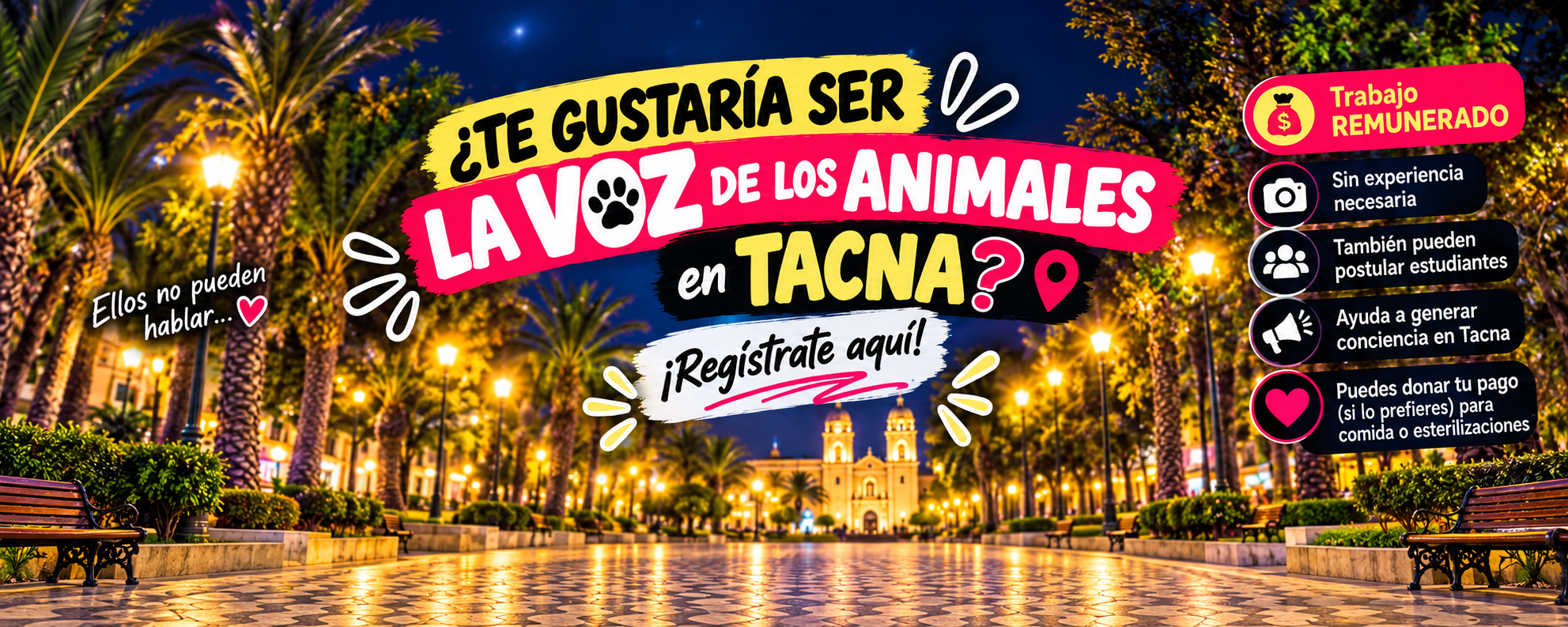 Convocatoria La Voz de los Animales en Tacna, registro abierto